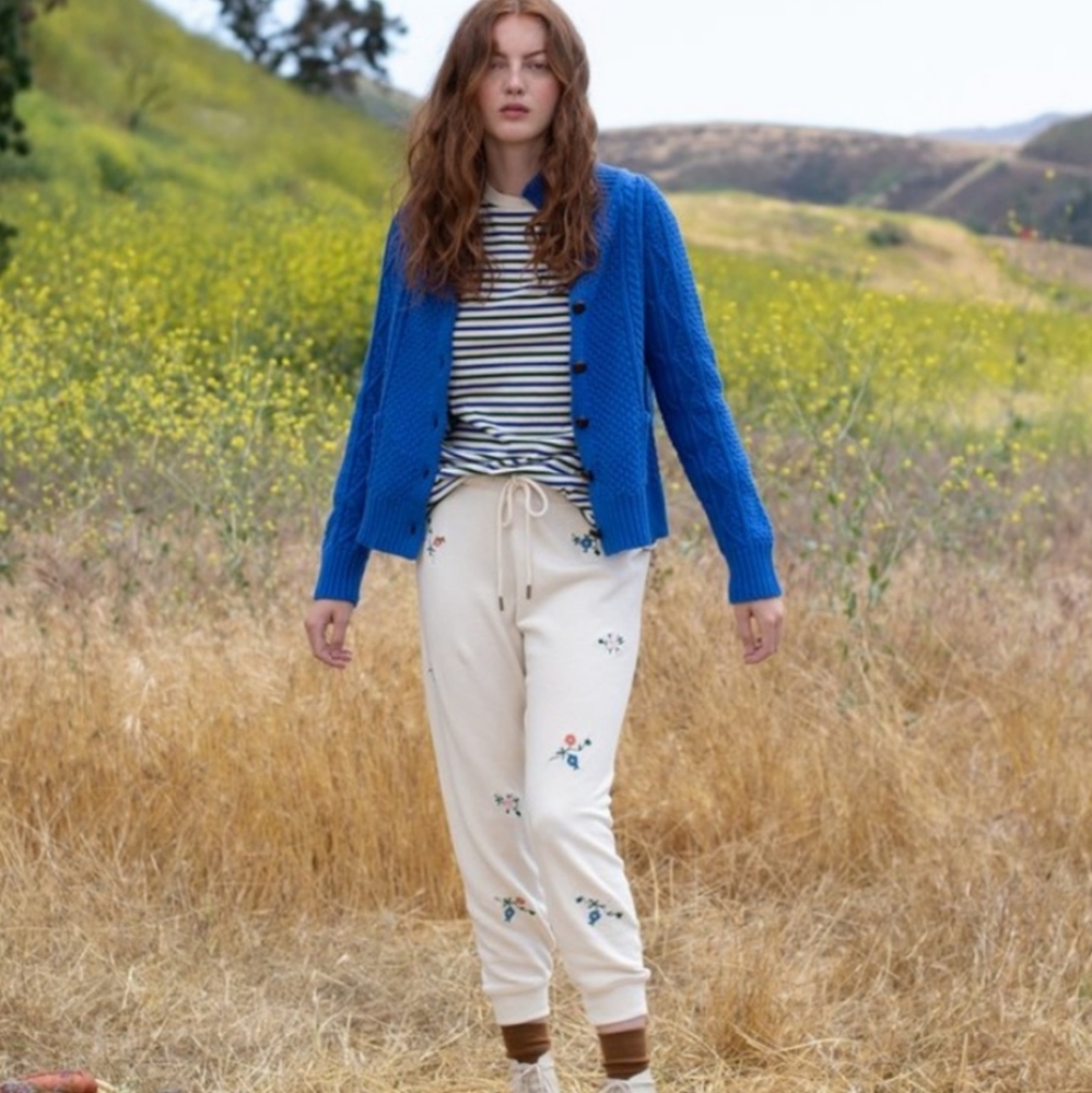 The Great. The Cable Cardigan. Blue. Oversized Fit